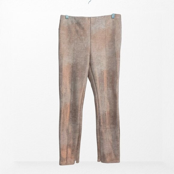 by Anthropologie White Gold Shimmery Leggings 28P Faux Suede High Rise Metallic - Picture 4 of 14